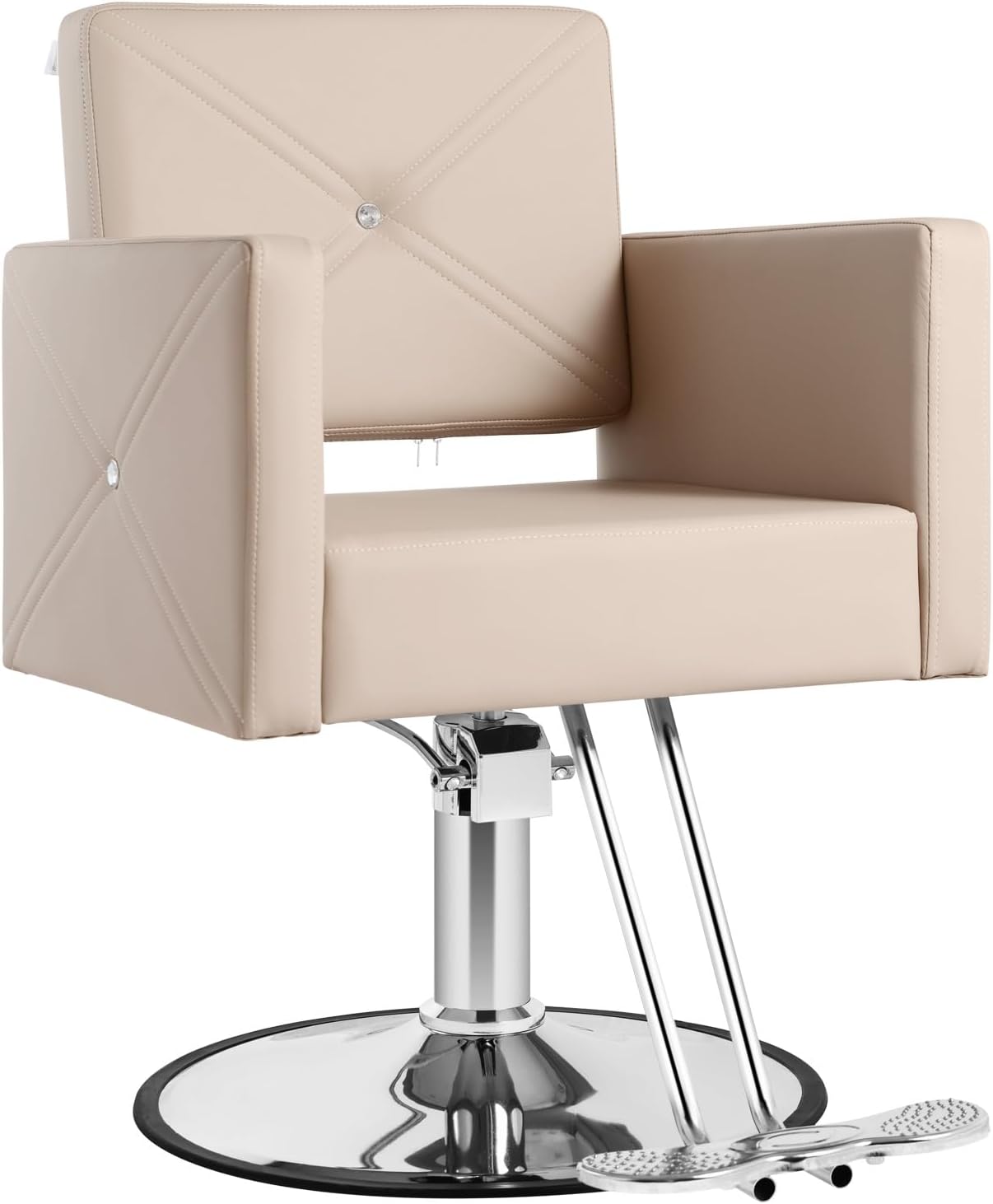 Salon Chair for Hair Stylist, Hair Salon Chair, Stylist Barber Chair with Heavy Duty Hydraulic Pump, 360 Degrees Swivel with Lock, Taupe