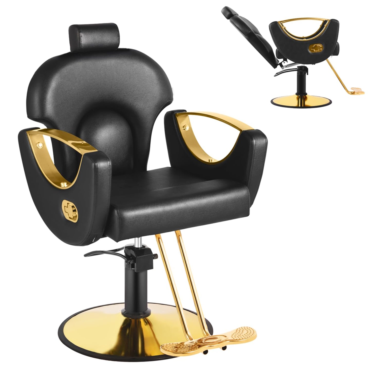 Reclining Salon Chair for Hair Stylist, Barber Chair with Heavy Duty Hydraulic Pump, Hair Salon Tattoo Braiding Chair Beauty Spa Equipment, Cool Black