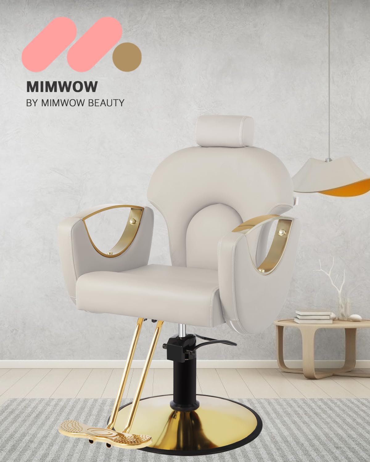 Reclining Salon Chair for Hair Stylist, Barber Chair with Heavy Duty Hydraulic Pump, Hair Salon Tattoo Braiding Chair Beauty Spa Equipment, Silver Taupe