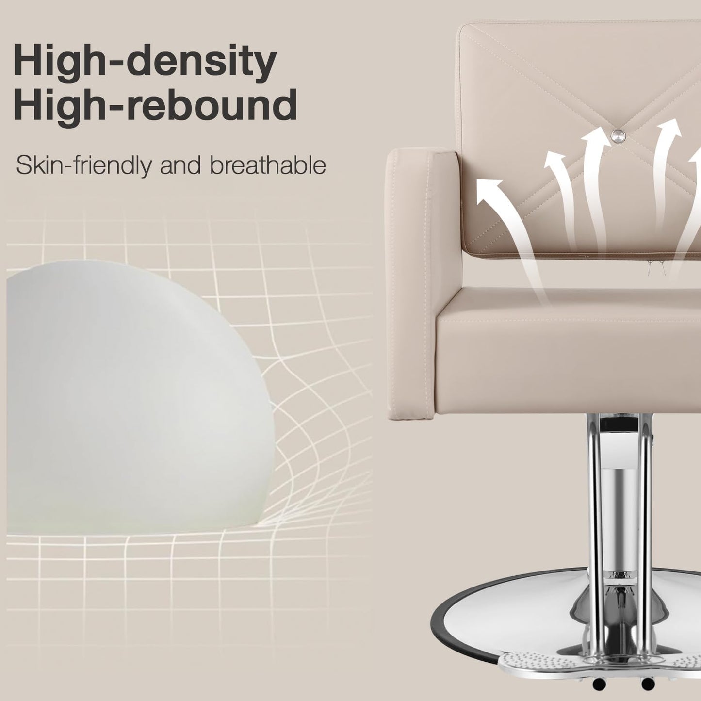 Salon Chair for Hair Stylist, Hair Salon Chair, Stylist Barber Chair with Heavy Duty Hydraulic Pump, 360 Degrees Swivel with Lock, Taupe