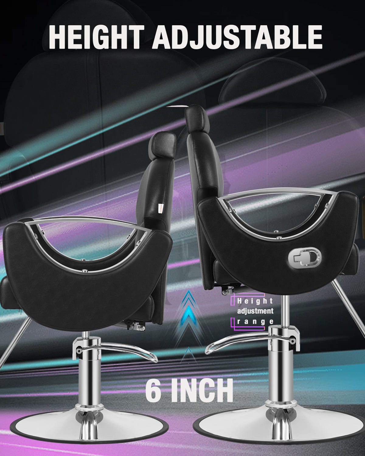 Salon Barber Chair, Reclining Salon Chair for Hair Stylist, Hair Chair with Heavy Duty Hydraulic Pump, 360 Degrees Swivel Styling Braiding Hairdresser Chairs for Home Barbershop, Pure Black