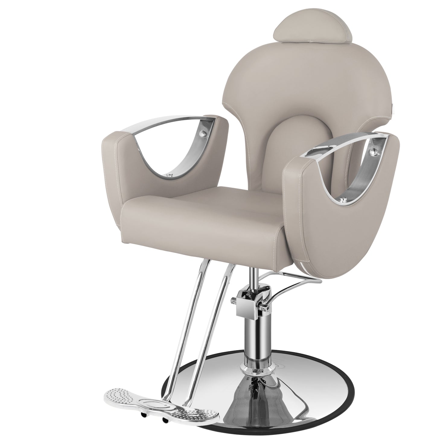Salon Barber Chair, Reclining Salon Chair for Hair Stylist, Hair Chair with Heavy Duty Hydraulic Pump, 360 Degrees Swivel Styling Braiding Hairdresser Chairs for Home Barbershop, Light Gray Sliver