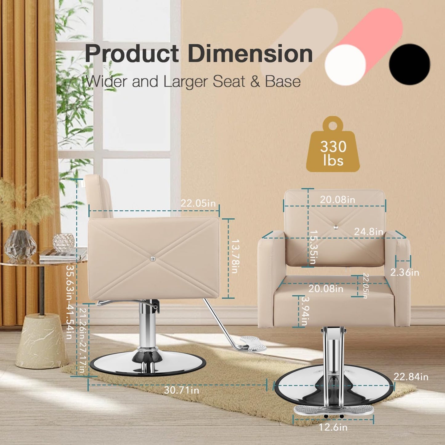 Salon Chair for Hair Stylist, Hair Salon Chair, Stylist Barber Chair with Heavy Duty Hydraulic Pump, 360 Degrees Swivel with Lock, Taupe