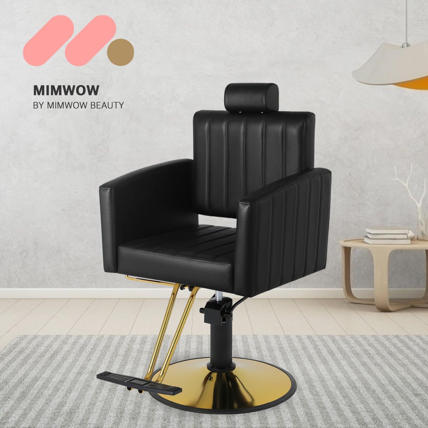 Black Salon Chair for Hair Stylist, 90°-135° Reclining Barber Chair for Barbershop with Hydraulic Pump, 360° Swivel, Multi-Function Hair Styling Shampoo Chair Tattoo Chair Braiding Chair